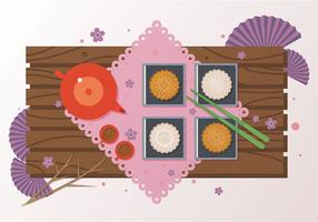 Mooncake dessert vector