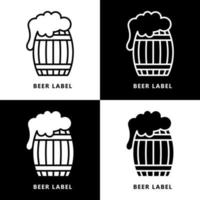 desenho de ícone de recipiente de tambor de cerveja. logotipo de vetor de símbolo de álcool de barril de madeira