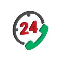 3d ícone de atendimento ao cliente 24 horas.