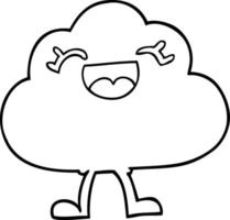 desenho de linha desenho animado nuvem de tempo expressiva vetor