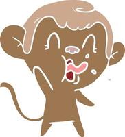 macaco de desenho animado de estilo de cor plana louco vetor