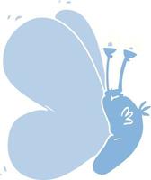 borboleta de desenho animado de estilo de cor plana engraçada vetor