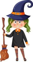 uma garota vestindo fantasia de bruxa para o halloween vetor