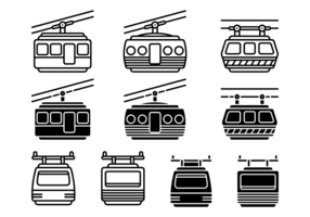 Ícones do vetor do teleférico