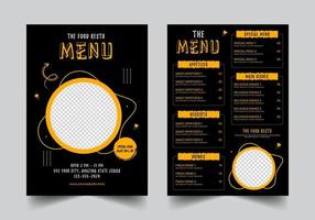 menu de comida adorável e modelo de design de folheto de restaurante vetor