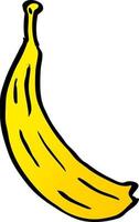 desenho animado doodle banana amarela vetor