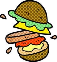 doodle de desenho animado de um hambúrguer vetor