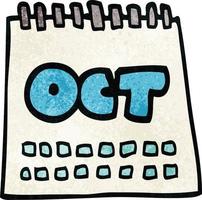 calendário de desenho animado mostrando o mês de outubro vetor