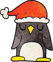 pinguim de desenho animado usando chapéu de natal vetor