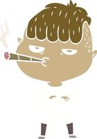 homem de desenho animado de estilo de cor plana fumando vetor