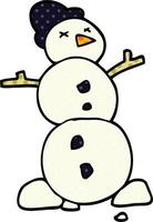 boneco de neve tradicional doodle dos desenhos animados vetor