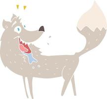 ilustração de cor lisa de um lobo de desenho animado vetor