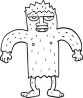 desenho de linha criatura bigfoot dos desenhos animados vetor