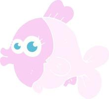 ilustração de cor plana engraçada de um peixe de desenho animado com grandes olhos bonitos vetor