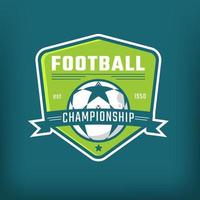 logotipo ou distintivo de futebol, logotipo de futebol com design vetorial de fundo de escudo vetor