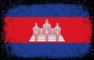 fundo de bandeira nacional camboja vintage grunge sujo velho vetor