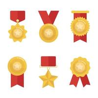 medalha de ouro plana para coleção de vencedores. vetor