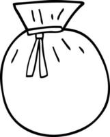 desenho de linha desenho animado saco de papai noel vetor
