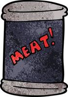 lata de doodle de desenho animado de carne vetor