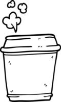 xícara de café dos desenhos animados de desenho de linha vetor