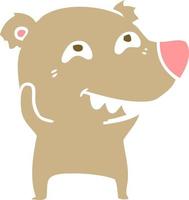 urso de desenho animado de estilo de cor plana mostrando os dentes vetor