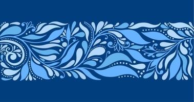 folhas de borda azul abstrata elegante vetor