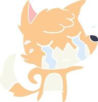 desenho animado de estilo de cor plana de raposa chorando vetor