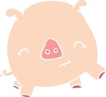 desenho animado doodle porco feliz vetor