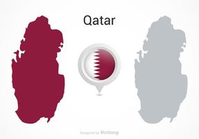 Vetor livre ponteiro do mapa da bandeira qatar