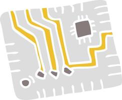 ilustração de cor plana de uma placa de circuito de computador de desenho animado vetor