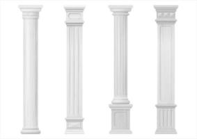 colunas arquitetônicas esculpidas em madeira clássica branca vetor
