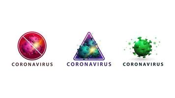 ícones de coronavírus isolados no branco vetor