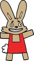 doodle de desenho animado coelho de aparência assustada vetor