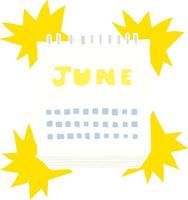 ilustração de cor lisa de um calendário de desenho animado mostrando o mês de vetor