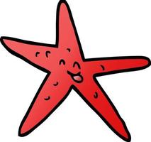 doodle feliz peixe estrela dos desenhos animados vetor