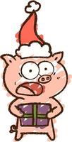 desenho de giz de porco festivo vetor