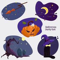 o conjunto de desenhos animados plano de halloween vetor