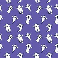 fundo de halloween com padrão de fantasmas brancos ilustração perfeita vetor livre