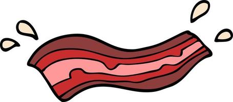 doodle de desenho animado bacon escaldante vetor
