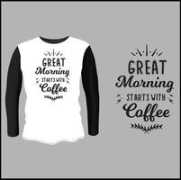 design de camiseta de tipografia de café com vetor