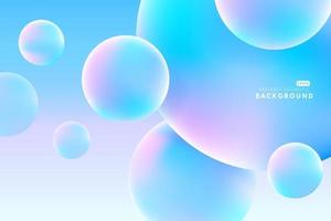 bolas de esfera abstratas ou bolhas na cor azul do holograma. fluido líquido 3D círculos cor pastel fundo bonito. modelo mínimo criativo para brochura de capa, folheto, pôster, papel de parede, banner web. vetor