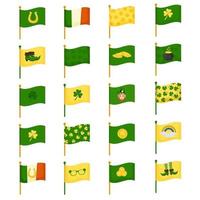 conjunto de vinte bandeiras para st. dia de patrício. ilustração vetorial isolada em um fundo branco. vetor