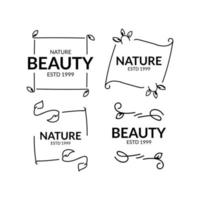conjunto de design de modelo de logotipo de beleza e natureza mínimo desenhado à mão vetor