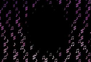 textura de vetor rosa escuro com notas musicais.