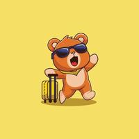 personagem de logotipo de mala de urso. vetor