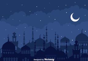 Noite árabe com fundo da mesquita vetor