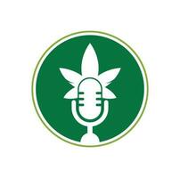 design de logotipo de vetor de podcast de cannabis. logotipo de podcast com modelo de vetor de folha de cannabis.