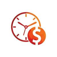 ícone de modelo de design de logotipo de dólar de tempo. tempo é dinheiro conceito, relógio e moeda. vetor