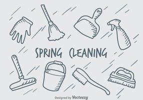 Hand Drawn Spring Cleaning Set de vetores