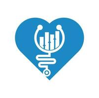 estetoscópio finanças coração forma conceito logotipo design ícone vector. logotipo da contabilidade da enfermeira. modelo de design de logotipo de farmácia médica. vetor